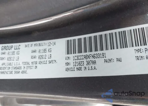 2015 Chrysler 200 Limited from USA, damaged, VIN 1C3CCCABXFN633191